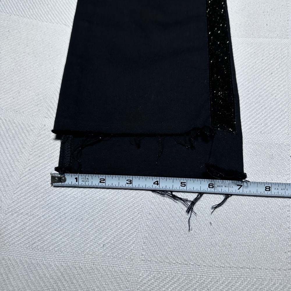 NEW FRAME Le High Straight Jeans Womens 28 Glitter Velour Stripe Raw Hem Black - Picture 15 of 15